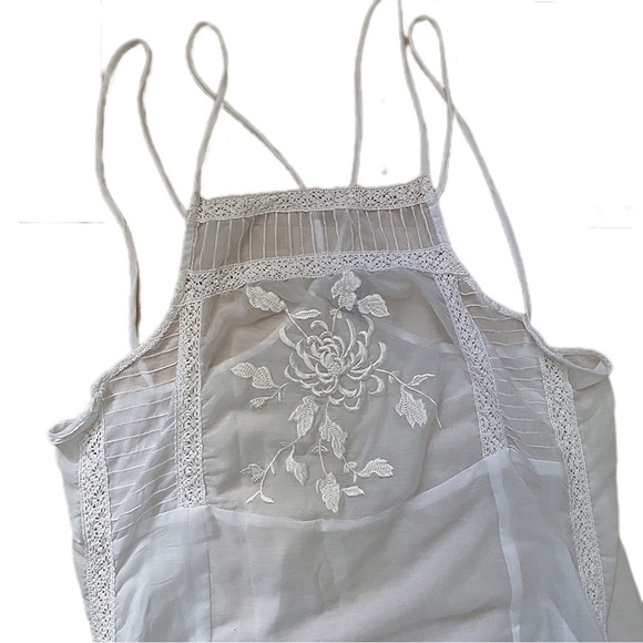 ASOS Embroidered Floral White Crochet Sheer Maxi Dress Boho Beach Bridal Dress 8 - Picture 3 of 11